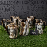 Mug à boire artisanal en corne de buffle, forme naturelle, poli, style rustique, objet de collection, corne naturelle, style Viking