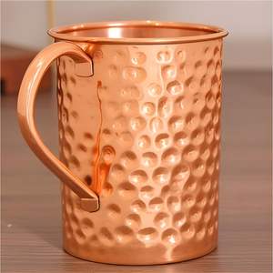 Pure Solid Copper Moscow Mule <b>Mug</b> 16oz Hammered Finish Beer Cup Food Grade Lining Cocktail Drinkware Bar Metal <b>Mug</b> With Handle - Product Image 2
