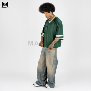 เสื้อฮอกกี้สตรีทแวร์ผ้าฝ้ายแท้ 100% แบบสั่งทำพิเศษ ทรงโอเวอร์ไซส์ บ็อกซี่ฟิต ยูนิเซ็กส์ เสื้อยืดกีฬา สไตล์ครอป สำหรับทีม - Product Image 4