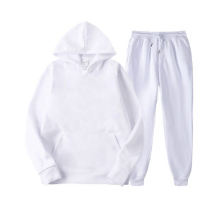 Survêtement essentiel uni de qualité supérieure pour homme |   Ensemble de jogging minimaliste à capuche blanc arctique |   Ensemble de survêtement de sport urbain pour la salle de sport - Product Image 1
