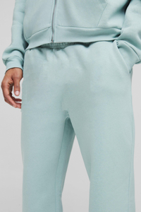Pantalon de survêtement droit vintage en laine vert menthe pour homme, taille mi-haute élastique, logo de marque imprimé par transfert thermique, idéal pour l'automne - Product Image 2