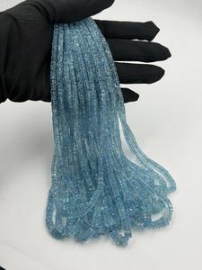 Perles Rondelles Facettées en Aigue-marine 5-7mm, Aigue-marine Naturelle Bleue, Pierre Précieuse Tyer, Fil de Perles Libres pour la Fabrication de Bijoux 16 pouces - Product Image 3