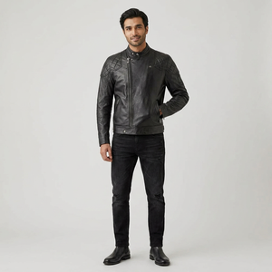 Men's Top Quality Genuine Leather Motorbike <b>Racing</b> <b>Jacket</b> Mens Black Leather Biker <b>Jacket</b> Quilted Genuine <b>jacket</b> for men - Product Image 5
