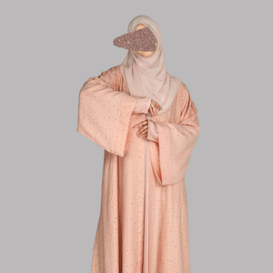 OEM Private Label Women Abaya Premium Modest <b>Islamic</b> <b>Clothing</b> with Matching Hijab Sets Satin Plaid OEM Service - Product Image 2