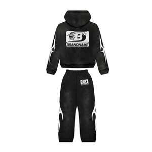 Conjunto de Sudadera y Pantalones Deportivos para Hombre, Estilo Acid Wash, Ligero, Tejido, Cortavientos, Corte Holgado, Unisex - Product Image 4