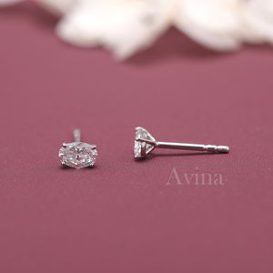 IGI Certified Lab Grown Diamond Oval Stud Earrings 14K White Gold Solitaire Oval Cut <b>Mini</b> Diamond - Product Image 4