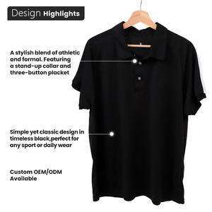 Polo pour hommes avec rayures contrastées en maille sportive sur les épaules, motif uni, jersey, fourniture ODM, tennis, pickleball - Product Image 3