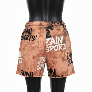 Pantalones Cortos de Felpa de Algodón Premium de 320 GSM con Lavado Ácido, Color Marrón, Estilo Urbano Vintage, con Estampado Puff y Logotipo Personalizado - Product Image 2