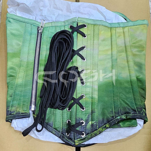 Overbust Steelboned High Quality Sublimated Printed Green Medusa Serpent Queen Print <b>Corset</b> - Product Image 2
