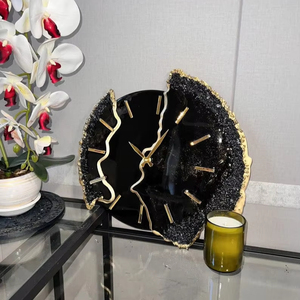 <b>Black</b> Geode Epoxy Resin <b>Wall</b> <b>Clock</b> Handmade <b>Wall</b> Decor Home Art Decor Birthday Gift Christmas Gift Gift for Her - Product Image 1