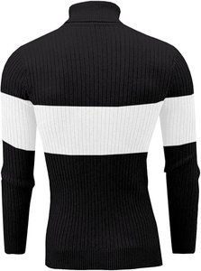Pull à col roulé en tricot noir uni pour homme, manches longues, vêtements d'hiver - Product Image 4