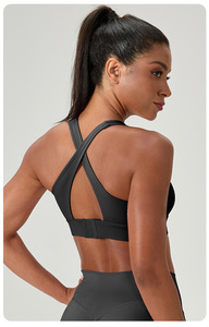 Soutien-gorge de sport pour femme, de bonne qualité, respirant, sans couture, en Spandex/Polyester, imprimé par transfert thermique, extensible, à maintien élevé - Product Image 2