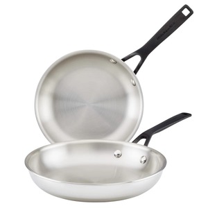 Poêle à frire <span class=keywords><strong>KitchenAid</strong></span> en acier inoxydable, design minimaliste rond, pour cuisinière à gaz et à induction, durable, lavage à la main uniquement - Product Image 1