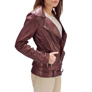 Wholesale <b>Women</b> Leather <b>Jacket</b> Casual Wear Full Sleeve Custom Logo Biker Style <b>Zipper</b> Closure Outdoor Leather <b>Jacket</b> For <b>Women</b> - Product Image 4