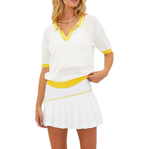 Venta al por mayor de ropa de punto de algodón personalizada para mujer, polo de manga corta, tenis, golf, malla de ganchillo, prendas de verano de alta calidad, OEM deportivo - Product Image 4