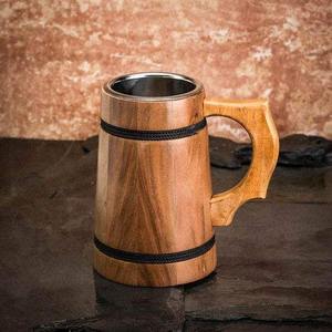 Mug à café ou à bière en bois japonais avec logo personnalisé, fait à la main, en bois naturel, écologique, cadeau, vaisselle - Product Image 1