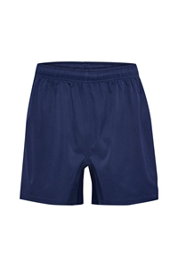 Shorts de plage pour homme en tissu tissé bleu marine à séchage rapide, taille élastique, couleur unie, shorts de bain, vêtements de sport décontractés - Product Image 1