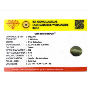 Natural Oval Catseye Gemstone 4.7 Carat Loose Stone for Fine Jewelry - Product Image 4