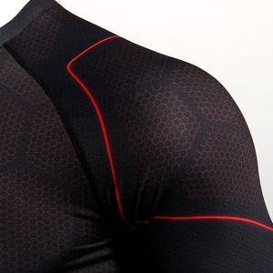 T-shirt de compression à manches longues pour homme, noir, col rond, motif géométrique, coupe ajustée, sous-vêtement de sport tendance - Product Image 5