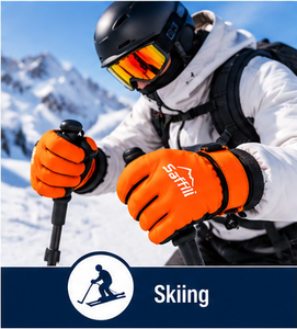 Gants de ski d'hiver Saffili, orange, imperméables, coupe-vent, isolés thermiquement, avec sangle de poignet réglable, unisexe - Product Image 5