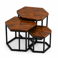 Ensemble de 3 tables gigognes hexagonales, tables d'appoint modernes, meubles gain de place, tables décoratives pour salon et chambre à coucher