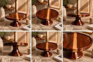 Support à gâteau réglable en bois d'acacia de haute qualité, écologique, excellent présentoir, plateau à fruits, support à collations, porte-desserts – Nouveauté ! - Product Image 4