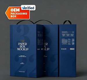 Caja de Regalo Rígida de Lujo para Dos Botellas de Vino, Diseño Personalizado OEM con Cierre Magnético y Asa - Product Image 1