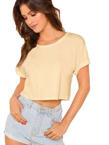 Women's Hot Girl Summer Cropped T-Shirt Slim Fit Milk Silk Short Sleeve Women's Sweet Style Neck Pullover <b>Top</b> Solid Knitted - Product Image 5