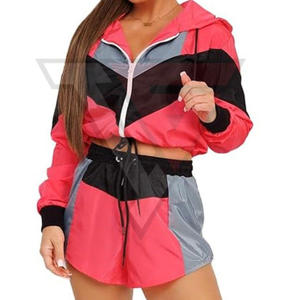 Conjunto de Chaqueta Corta y Pantalones Cortos Cortavientos de Dos Piezas, con Cierre, de Nailon y Poliéster, Estilo Urbano, para Unisex - Product Image 2