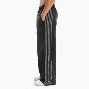 Premium Heavyweight 100% Cotton French Terry Acid Wash Anti-Pilling Sweatpants Men Baggy Wide Leg <b>Vintage</b> <b>Track</b> <b>Pants</b> Side - Product Image 2