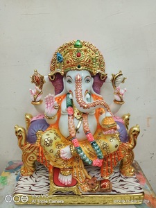 รูปปั้นพระพิฆเนศหินอ่อนสีขาว - Product Image 6