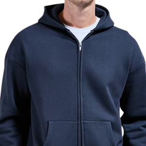 Custom <b>Mens</b> Casual <b>Zip</b> Hoodie Relaxed Fit Long Sleeve Hooded Sweatshirt Soft Streetwear <b>Top</b> with Front Pockets Wholesale - Product Image 3