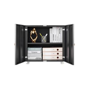 Mobiletto Portadocumenti a 2 Ante in Acciaio Nero, Supporto per Stampante e Copiatrice per Arredamento Ufficio - Product Image 6