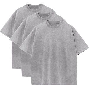 Camiseta de Algodón Gris Extra Grande para Hombre, Manga Corta, Cuello Redondo, Informal, Color Sólido, Diseño Liso, Corte Regular - Product Image 2