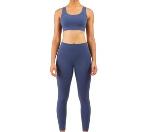 Nuevo Diseño Personalizado, Conjunto de Yoga de 2 Piezas para Mujer con Cintura Elástica Sólida, Spandex/Nylon de Alta Calidad, Secado Rápido, Ligero, para Entrenamiento en el Gimnasio - Product Image 2