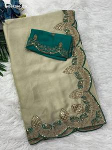Premium Quality Rangoli Silk with Embroidered Zari with Sequin Border work <b>Saree</b>-<b>Blouse</b> Collection Manufacturer from Surat - Product Image 3