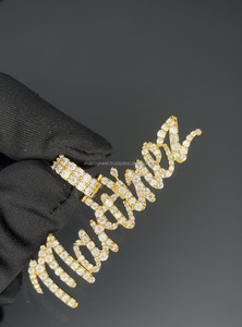 Nuevo collar con colgante de letra personalizada Iced Out, cadena de Hip Hop chapado en oro, collar de joyería de moissanita, colgante de nombre personalizado - Product Image 5