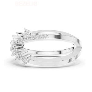 Anillo cruzado de dos tonos con diamantes cultivados en laboratorio, corte brillante redondo, en oro rosa con piedras redondas brillantes. - Product Image 5