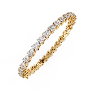Three Stone Classic Lab Grown Diamond IGI Certified 14k <b>Solid</b> <b>Gold</b> Round Brilliant Cut Tennis Bracelet Fine Jewelry Women - Product Image 4