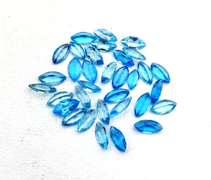 Topacio Azul Natural, Corte Marquesa, Facetado, Gema Suelta de 6MM a 12MM, Piedra Natural Certificada, Precio al por Mayor para Joyería - Product Image 2