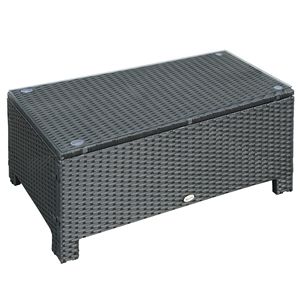 Tavolino da Caffè Grande in Rattan Nero Resistente alle Intemperie, Tavolo Laterale da Esterno Realizzato in Vimini Durevole - Product Image 1