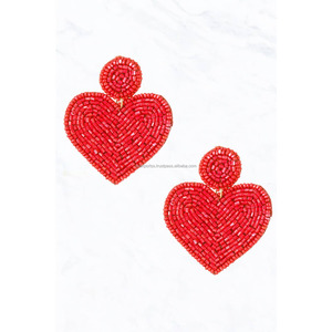 Pendientes de Aro Colgantes con Cristales de Estrás Geométricos Rojos Estilo Bohemia para Niños, Hechos a Mano con Cuentas, Ideales para Fiestas y Regalos - Product Image 3