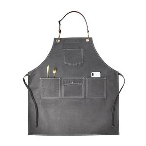 Tablier d'atelier en toile légère de qualité supérieure, robuste, pour barbier, barista, uniforme avec poches - Product Image 4