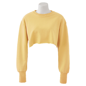 Best Selling Women's 100% Cotton Fleece Crop <b>Top</b> Color Block Sweatshirt Breathable Winter Autumn Casual - Product Image 2