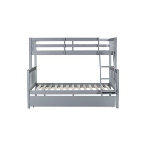 Lit superposé convertible en bois d'hévéa, double sur grand lit, avec lit gigogne, échelle amovible et barrière de sécurité, lits pour enfants - Product Image 6