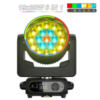 SHEHDS 19x20W RGBLAC Luz de Escenario Móvil con Efecto Beam Wash DMX512 Zoom Luces DJ para KTV Fiesta Bar Concierto