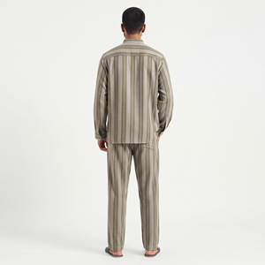 <b>Men</b> Flannel <b>Pajama</b> Set Long Sleeve Full Length Stand Collar Button Fly Sleepwear Casual 100% Cotton Winterwear Baggy <b>Pajama</b> Set - Product Image 2