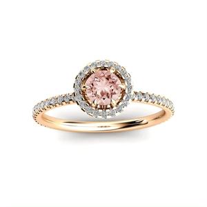 Plata de Ley 925 hermosa morganita Rosa Natural piedra preciosa redonda compromiso anillo clásico joyería de piedras preciosas semipreciosas - Product Image 1