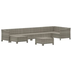 Ensemble de salon de jardin en rotin PE gris acier avec revêtement en poudre - Product Image 4