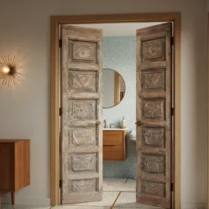 Porte en bois massif moderne la plus vendue avec finition haut de gamme pour l'entrée de la maison, décoration intérieure et extérieure, disponible à la vente - Product Image 5